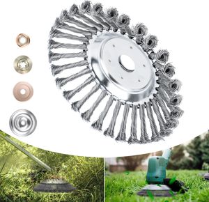 Forever Profi Unkrautbürste Freischneider mit 25,4mm Bohrung, Drahtbürste Freischneider für effektive Moosentfernung mit 4 Stück Adaptern,Silber