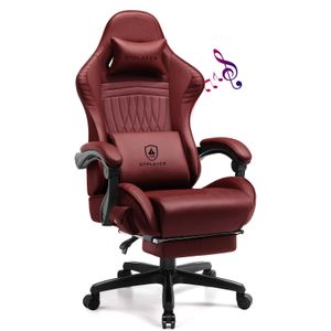 GTPLAYER Herní židle ACE PRO, ergonomická kancelářská židle s výklopnými područkami a podnožkou, Hi-Fi reproduktor, působivá zvuková atmosféra, červená barva
