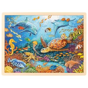 goki 57432 Einlegepuzzle Great Barrier Reef 40 x 30 x 0,8 cm, Holz, 96 Teile, bunt