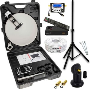 PremiumX Camping SAT Anlage Receiver SatFinder LNB Kabel Stecker Koffer Stativ PremiumX Camping SAT Anlage Receiver SatFinder LNB Kabel Stecker Koffer Stativ