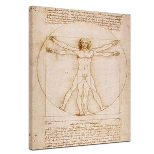 Leinwandbild - Leonardo da Vinci - Vitruvianischer Mensch, Größe:50 x 70 cm