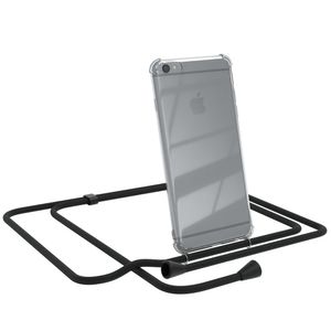 EAZY CASE Handykette kompatibel mit Apple iPhone 6 / 6S Kette Handyhülle mit Umhängeband Handykordel Schutzhülle Silikon Set Schwarz mit Clips in Schwarz