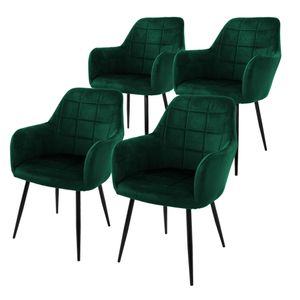 ML-Design sada 4 jídelních židlí s opěradlem, tmavě zelená, z mikrovlákna