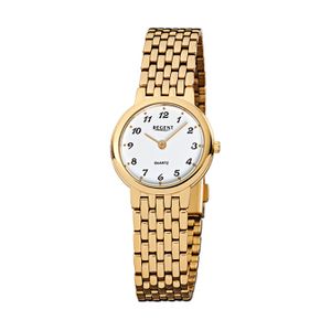 Regent Stahl Damen Uhr F-910 Quarzuhr Armband gold D2URF910