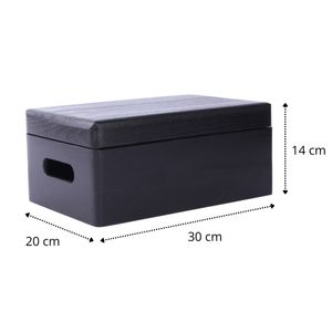 SEVICO XL Große Schwarze Holzkiste mit Deckel | 40x30x14 cm | Mit Griff | Erinnerungsbox Baby Holzbox mit Deckel Lackiert Kasten Ostern | A005-001