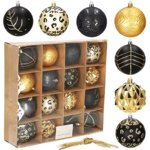 Weihnachtsbaumkugeln aus Kunststoff 16-teiliges Weihnachtskugeln-Set 7 Mustern Dekoration für Weihnachten