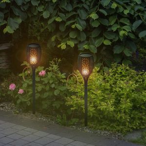 Outsunny Solarleuchte Gartenlicht 2er-Set Lampe Flamme 51 LEDs Wasserdicht Kunststoff Ø12 x 78 cm