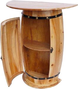 DanDiBo Wandtisch halbrund Tisch Weinregal Weinfass 373 Natur Schrank Fass aus Holz 73 cm Beistelltisch Konsole Wandkonsole Bar