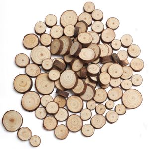 Kurtzy Natürliche Holzscheiben zum Basteln (100 Stk.) 1,3-3,3 cm Durchmesser - Holzscheiben Rund mit Rinde und Ohne Loch - Baumstamm Scheiben zum