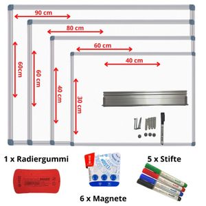 Tablica suchościeralna 40x30 + 4 Markery + Gąbka + 6 Magnesów