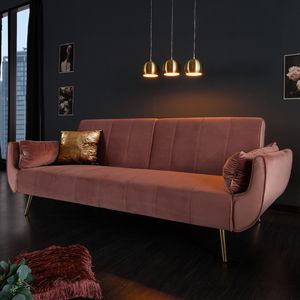 riess-ambiente Retro Schlafsofa DIVANI 220cm altrosa Samt goldene Füße Bettfunktion 3er Sofa Schlafcouch Couch