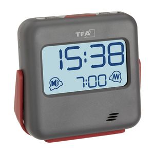 TFA Digitaler Reisewecker BUZZ 60.2031.10, mit Vibration, grau/rot