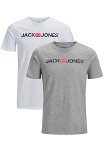 Rundhals T-Shirt 2-er Stück Pack Kurzarm Shirt Basic Set JJECORP |