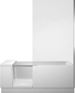 Duravit Badewanne SHOWER & BATH 1700 x 750 mm, Ecke rechts weiß, Tür Spiegelglas