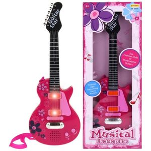 Elektrische Rockgitarre mit Metallsaiten, Pink