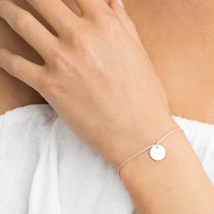 Armband Silber Plättchen Gebürstet - Makramee DOTS ◦ Bandfarbe Dunkelgrau / silber