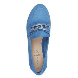 s.Oliver Damen Slipper Leder Slip-On Loafer Kette 5-24206-42, Größe:40 EU, Farbe:Blau