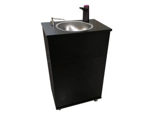 Mobiles Waschbecken Handwaschbecken Bigblack mit Seifenspender Batterie betriebener Wasserhahn Schwarz