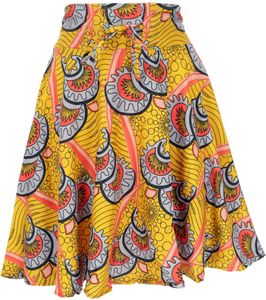 Farbenfroher Boho Minirock mit Afrikanischem Druck - Gelb, Damen, Viskose, Größe: L