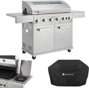 Juskys BBQ Gasgrill Minnesota - 6 Brenner & 1 Seitenbrenner - Edelstahl mit Gusseisen Rost Juskys BBQ Gasgrill Minnesota - 6 Brenner & 1 Seitenbrenner - Edelstahl mit Gusseisen Rost