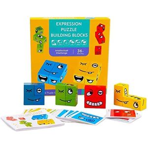 Holzwürfel Spielzeug Montessori Spielzeug Pädagogisches Bunte Lernspielzeug Interaktion Spielzeug Denktraining Zauberwürfel Bausteine Spielzeug Gesicht ändern Würfel für Kinder über 3 Jahre