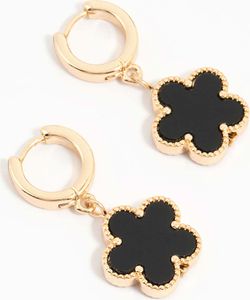 Lovisa - Gold Schwarze Blume Tropfen Huggie Ohrringe