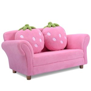 GOPLUS Kindersofa Kindersessel Kindercouch Sofa Doppelsofa Minisofa Kindermoebel zum Sitzen und Spielen 90 x 54,8 x 48 cm rosa