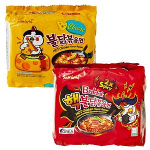 Samyang BULDAK Ramen Combo | Kennenlernbox | 5er Pack Hot Chicken Käse & 5er Pack 2x Spicy