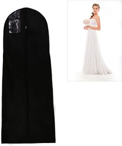 Atmungsaktiver Kleidersack für Hochzeitskleider Schutzhülle für Brautkleider/Abendkleider/Anzüge/Mäntel 180 cm (Schwarz)