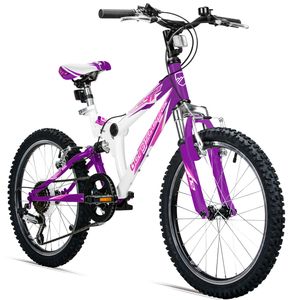 Bergsteiger Montreal 20 Zoll Kinderfahrrad, geeignet für 6, 7, 8, 9 Jahre, Shimano 6 Gang-Schaltung, Mountainbike mit Vollfederung, Jungen-Fahrrad, Mädchen-Fahrrad