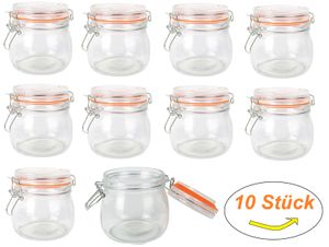 G&M 10 Stück - Einmachglas mit Bügelverschluss - Drahtbügelglas, Vorratsglas, Einweckglas, Einmachgläser (500ml)