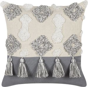 BELIANI Poduszka dekoracyjna bawełniana z frędzlami 45 x 45 cm boho vintage z wypełnieniem ozdobna akcesoria salon sypialnia