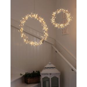 LED Lichterkranz Curly von Star Trading, Fensterkranz  warmweiß aus Draht und Kunststoff in Silber, Transparent, mit Kabel, Ø: 30 cm, 230 V.