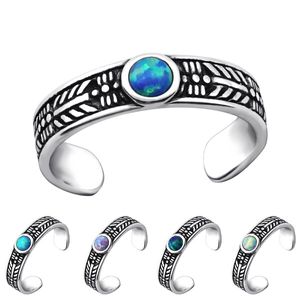 Zehenring Silber 925: Bali Zehring mit Opal, Farbe:Azure