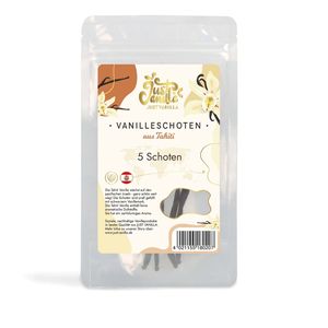 JUST VANILLA Vanilleschoten 5 ganze Stück 10,5 Gramm Premium Tahiti Vanille Stangen zum Backen, Kochen, Verfeinern von Süßspeisen