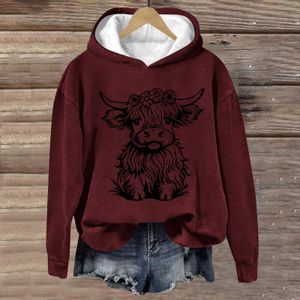 Sweatshirt Damen Mit Kapuze, Kuh Bedrucktes Top Hoodie Damen Oberteile Teenager Mädchen Oversize Sweatshirts Einfarbig Bedruckt Pullover Top Langarm Rundhals Tierische Drucke Casual Tshirt