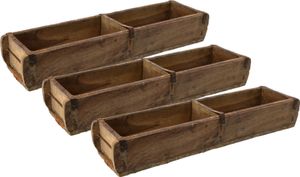 Novaliv 3x Holzkiste Vintage 58 x 15 x 10 cm Alte Ziegelform Holz Groß ZWEI KAMMER Allzweckkiste aus recyceltem Altholz Balken Jede Form EIN Unikat
