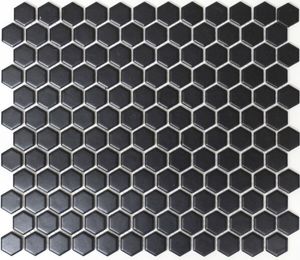Mosaik Fliese Keramik Hexagon schwarz matt Duschrückwand Fliesenspiegel  MOS11A-0311