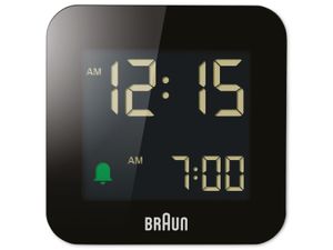 BRAUN Rádiom riadený budík digitálny 5,7x5,7x2cm čierny