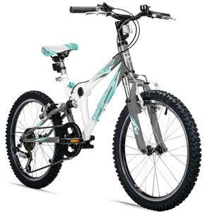 Bergsteiger Montreal 20 Zoll Kinderfahrrad, geeignet für 6, 7, 8, 9 Jahre, Shimano 6 Gang-Schaltung, Mountainbike mit Vollfederung, Jungen-Fahrrad, Mädchen-Fahrrad