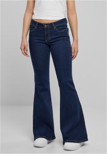 Dámské džíny Urban Classics Ladies Organic Low Waist Flared Denim mid indigo washed - 30