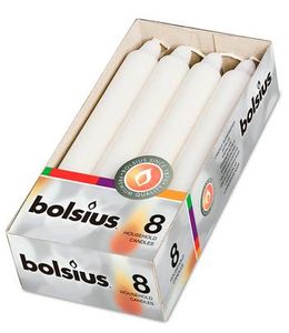 Bolsius 103603671802 Kronenkerzen 18x2,1 weiß, weiß (8er Pack)