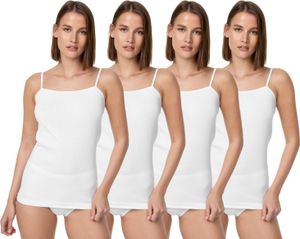 TEXEMP 4er Pack Damen Unterhemd Spaghettiträger Trägertop Tank Baumwolle Top | B75 - Weiß - 40/42 - 4 Stück TEXEMP 4er Pack Damen Unterhemd Spaghettiträger Trägertop Tank Baumwolle Top | B75 - Weiß - 40/42 - 4 Stück