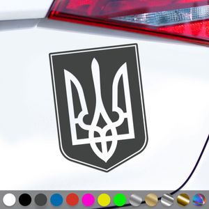 PantherPixel Ukraine Aufkleber Wappen Flagge Fahne Ukraini Sticker Auto Geschenkidee Farbe Dunkelgrau