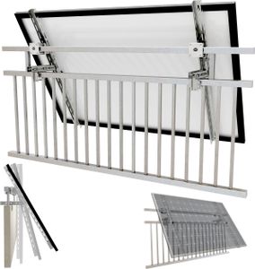 Halterung Balkonkraftwerk für das Geländer rund und eckig Halterungen Solarmodul Balkongeländer bis 6 cm x 6 cm Befestigung Photovoltaik am Handlauf