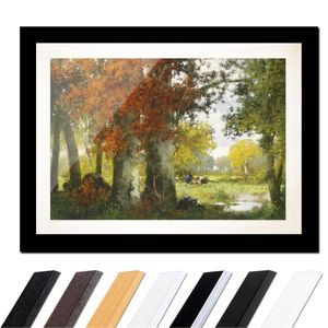Adolf Kaufmann - Waldlichtung mit Reisigsammlern, Farbe:Schwarz Glatt, Größe:30x20cm A4