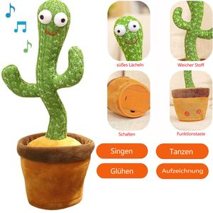 Sprechender Kaktus Plüsch-Spielzeug, Tanzender Kaktus Singender Kaktus, Cactus Plüsch-Puppe, Leuchtende Kaktus-Plüschpuppe, 32cm Höhe