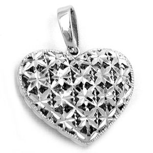 Anhänger, Herz diamantiert, Silber 925