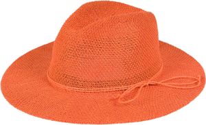 styleBREAKER Damen Panama Sonnenhut mit dünnem Hutband, Strohhut, Schlapphut, Sommerhut, Fedora Hut 04025040, Farbe:Orange