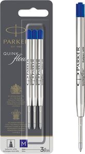 Parker QUINKflow-Kugelschreiberminen | Mittlere Schreibspitze | Blau | Packung mit 3 Stück